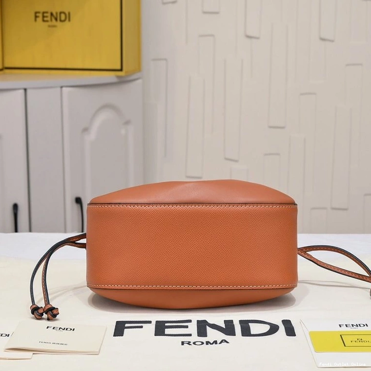 Cheap Brown Fendi Calf Pomodorino Leather In Bucket Bag Mini 0824